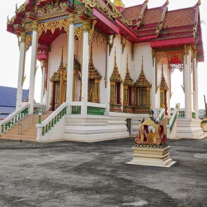 Wat Suwan Khiri Wong ubosot photo showing the ordination hall exterior in Patong, Phuket.
