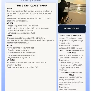 First page preview of the Exposure Triangle cheat sheet for travel photography