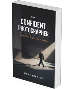 3D mockup of The Confident Photographer book showing minimalist street photography cover