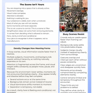 First page preview of the Busy Scenes cheat sheet for travel photography