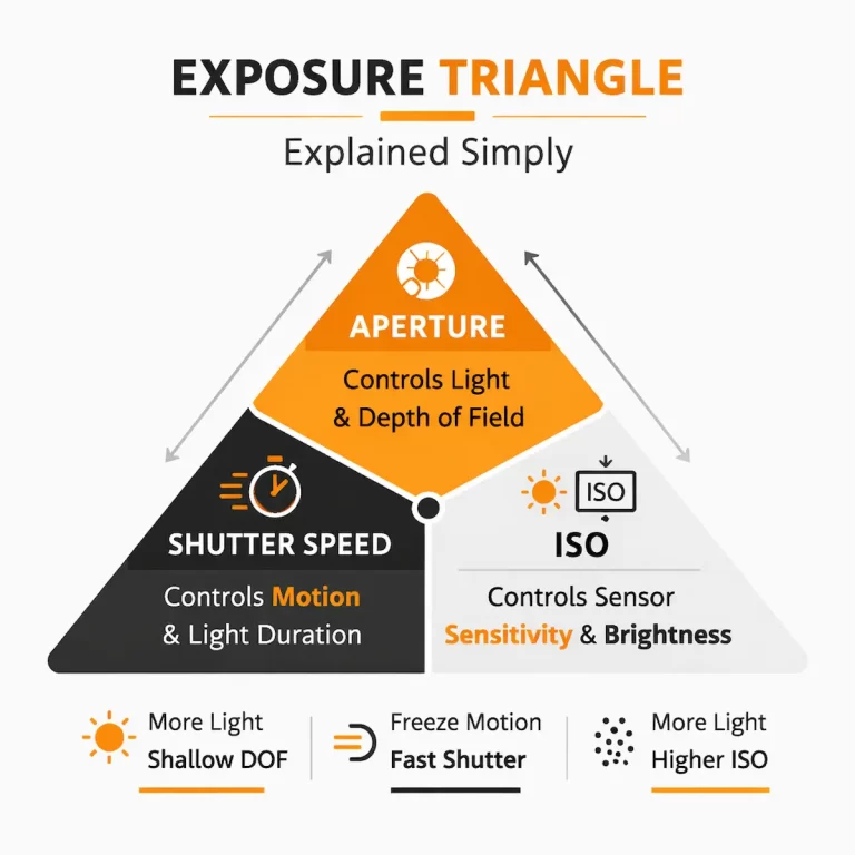exposure triangle explained diagram showing aperture shutter speed and ISO
