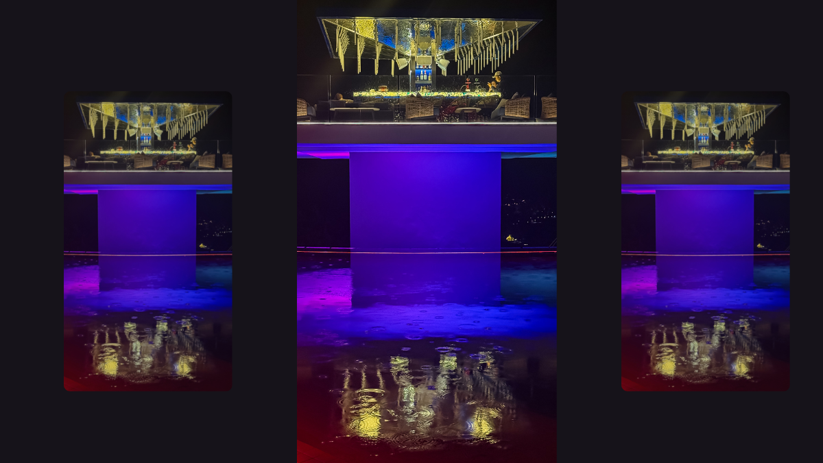 Editorial featured image for a reflection photography article showing layered rain-distorted reflections at Kipo Steakhouse in Kata, Phuket. Photo by Reflections Photography.
